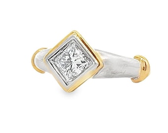 Anello in oro 18 carati con diamante solitario naturale certificato vintage