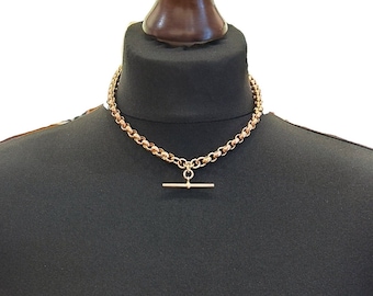 Antique Victorian 9ct Rose Gold Albert Watch Chain with T-Bar