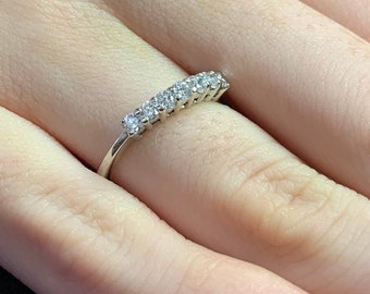 Seven Stone Diamond Half Hoop Eternity Ring. 18ct White Gold Ring. 0.40ct