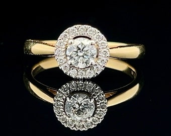 Preloved Diamond Halo Cluster Ring. 18ct Yellow and White Gold. 0.40ct TDW. Mint Condition.