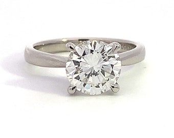 Magnificent Certificated Natural Diamond Solitaire Ring. 2.24ct H Vs2. Platinum.