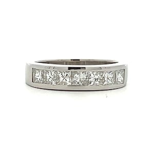 Vintage Princess Cut Diamond Platinum Eternity Ring. 8.2g !! 1.25 carats. Channel Set.