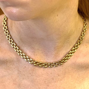 Vintage 9ct Gold Collar Necklace. Panthere Link. Heavy Quality & Beautifully Made.