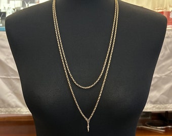 Antique Victorian 9ct Gold Guard Chain. Full Length. Very Attractive Link. English 1880 - 1900