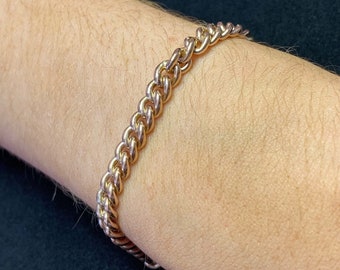 Antique Victorian 9ct Rose Gold Curb Bracelet. Mint, Superb Solid Weighty Example.