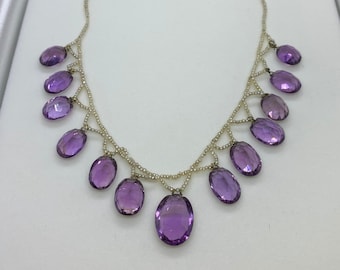 Antique Victorian Amethyst and Natural Pearl Fringe Necklace.