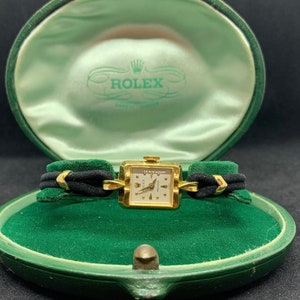 Vintage Ladies Rolex 18ct 18k Gold Precision Watch. Ref 9132. Original Clam Shell Box, Original Strap and Rolex Fittings. 1950's