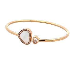 Chopard Diamond and Mother of Pearl Happy Diamonds 18ct Rose Gold Bangle. Happy Hearts Collection
