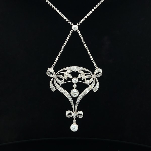 Rare Period Antique Art Nouveau Diamond Platinum Pendant Necklace. Belle Epoque. Best I've Ever Had.