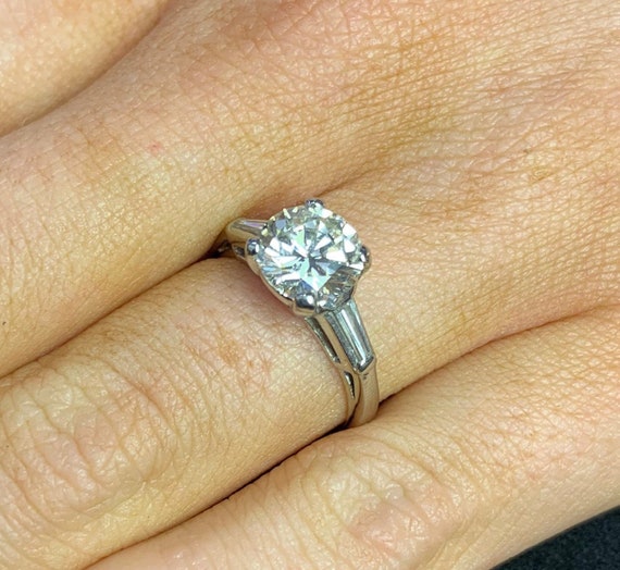 Platinum Diamond Engagement Ring. Vintage Art Dec… - image 2