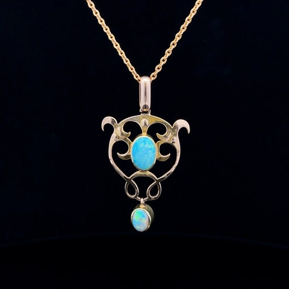 Antique Art Nouveau Opal 15ct Gold Pendant. Genui… - image 1