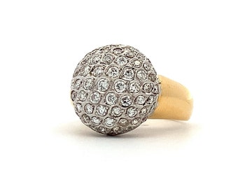 Vintage Diamond 18ct Gold 'Bombe' Cluster Ring. Lovely Dress or Cocktail Ring, Natural Diamonds. 6.4 grams.