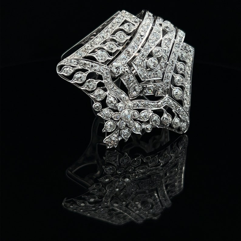 Antique Art Deco Diamond Clip, 8.0 Carat, 18ct White Gold image 3