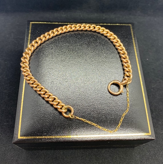 Antique Victorian 9ct Rose Gold Curb Bracelet. Mi… - image 6