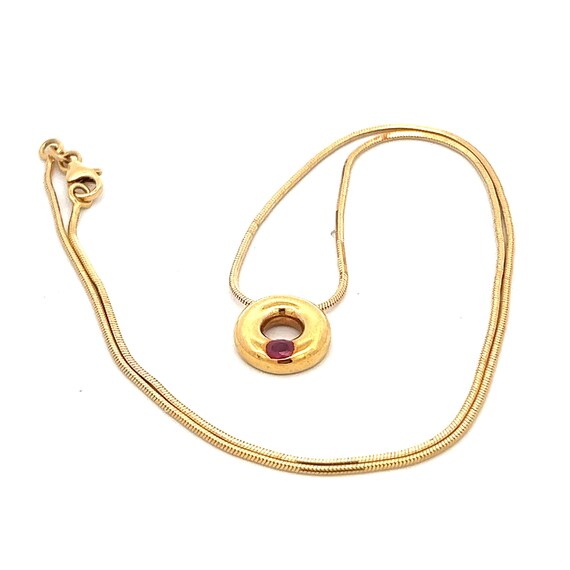 Vintage Contemporary Solitaire Ruby 18ct Gold Pen… - image 4