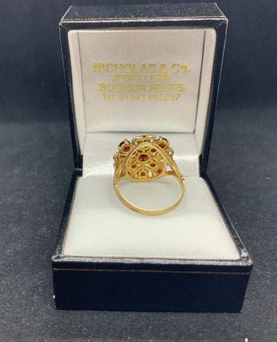 Vintage 9ct Gold Garnet Dress Ring. Large Retro R… - image 5