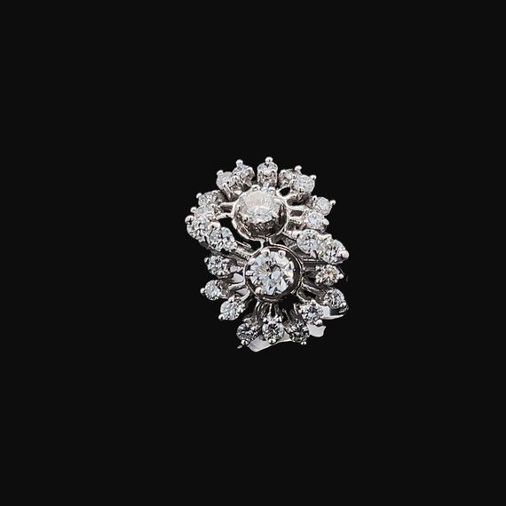 Vintage Diamond 18ct White Gold Double Cluster Co… - image 6