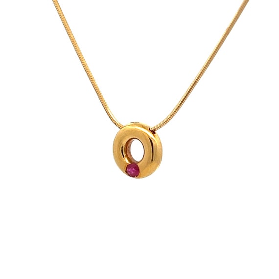 Vintage Contemporary Solitaire Ruby 18ct Gold Pen… - image 7