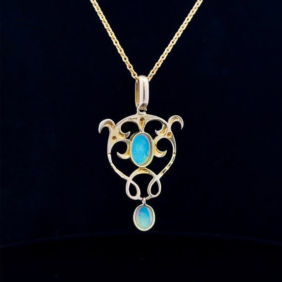 Antique Art Nouveau Opal 15ct Gold Pendant. Genui… - image 5