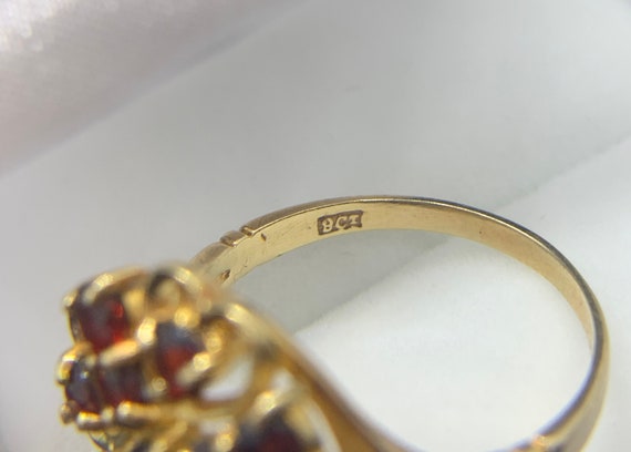 Vintage 9ct Gold Garnet Dress Ring. Large Retro R… - image 7