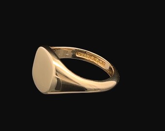 Vintage 18ct Gold Plain Signet Ring Manufactured by Charles Green