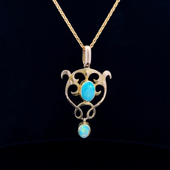 Antique Art Nouveau Opal 15ct Gold Pendant. Genui… - image 3