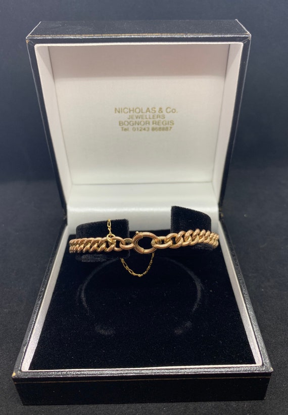 Antique Victorian 9ct Rose Gold Curb Bracelet. Mi… - image 2