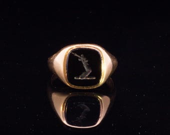 オニキス 18K シグネットリング 11964-7256 - Etsy 日本
