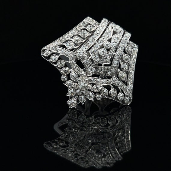 Antique Art Deco Diamond Clip, 8.0 Carat, 18ct White Gold