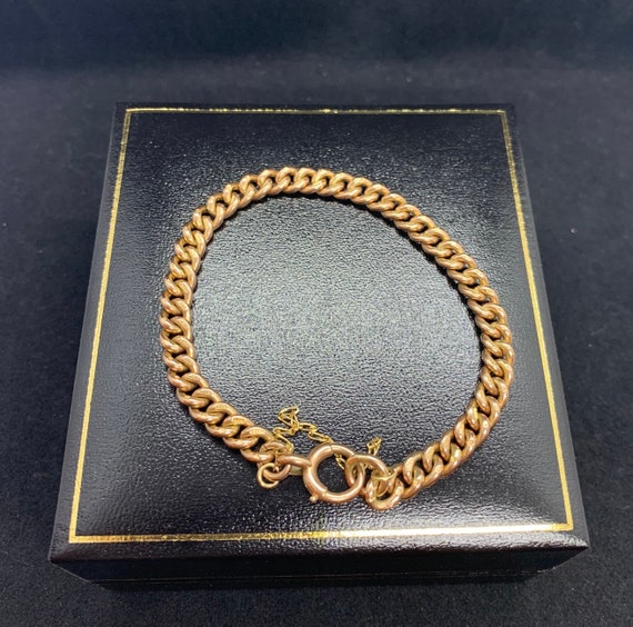 Antique Victorian 9ct Rose Gold Curb Bracelet. Mi… - image 4