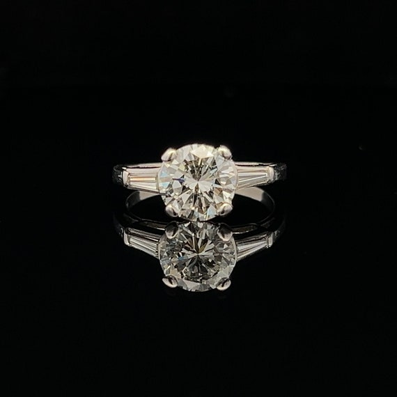 Platinum Diamond Engagement Ring. Vintage Art Dec… - image 1
