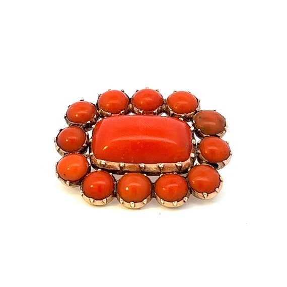 Antique Coral & Gold Brooch. Late Georgian / Early
