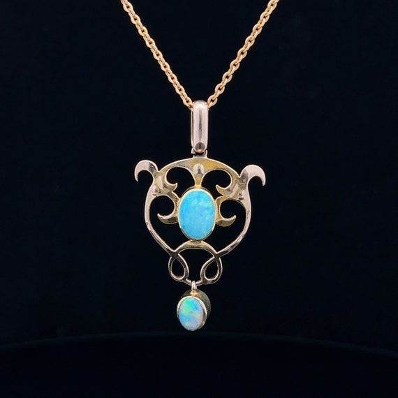 Antique Art Nouveau Opal 15ct Gold Pendant. Genui… - image 7