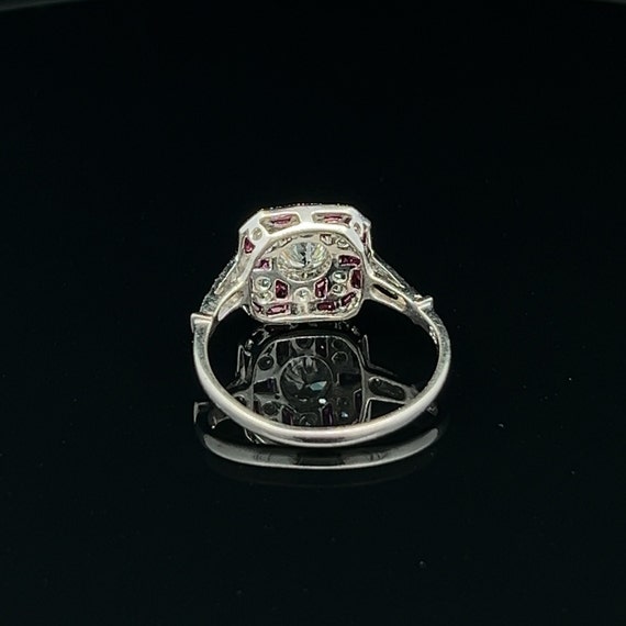 Art Deco Diamond & Ruby Ring. 18ct White Gold. Ca… - image 7