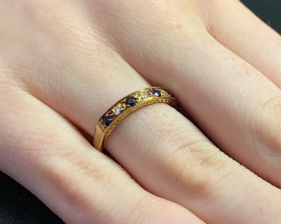 Vintage Sapphire and Diamond Half Hoop Eternity 9ct Gold Ring Etsy
