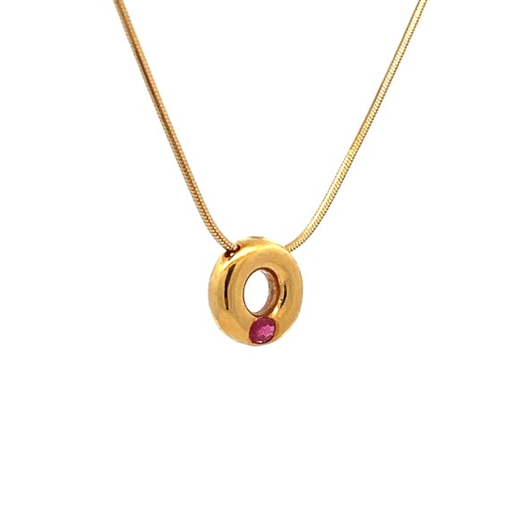 Vintage Contemporary Solitaire Ruby 18ct Gold Pen… - image 6