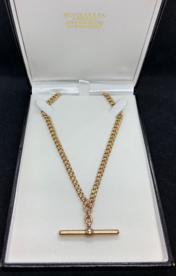 Antique 9ct Rose Gold Double Albert Watch Chain w… - image 2
