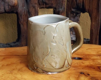 Handmade Textured Blue Celadon Ceramic Coffee Mug - Gray Green Tea Cup - Beerstein Tankard Wabi-sabi - One-of-a-kind Artwork Unique Gift