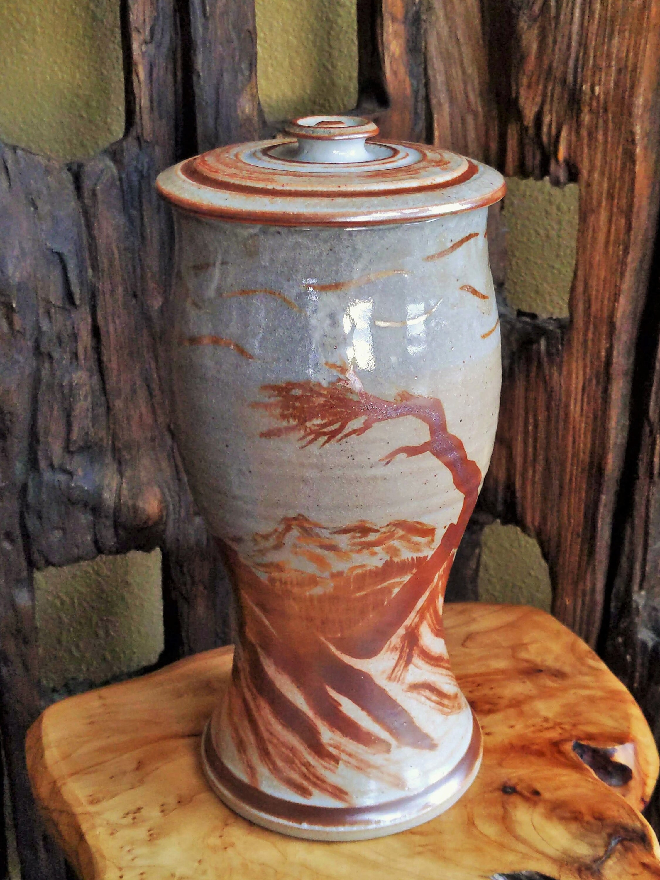 Urna de árbol de cerámica hecha a mano florero lidded | Etsy