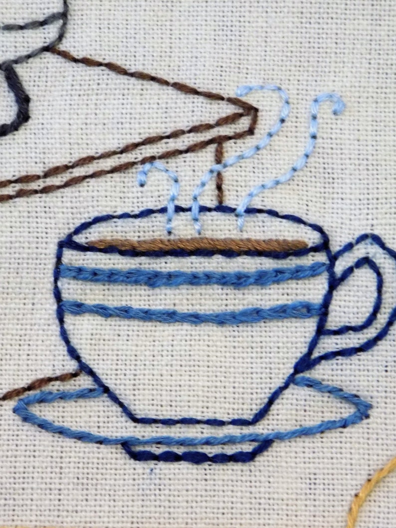 Hand Embroidered Tea TowelKitchen Towel with optional cotton Dishcloth Fresh Ground Coffee