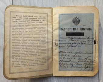 Passport for an Orthodox 1909, an old document, an old passport, in the amount of 1 piece, original, passport