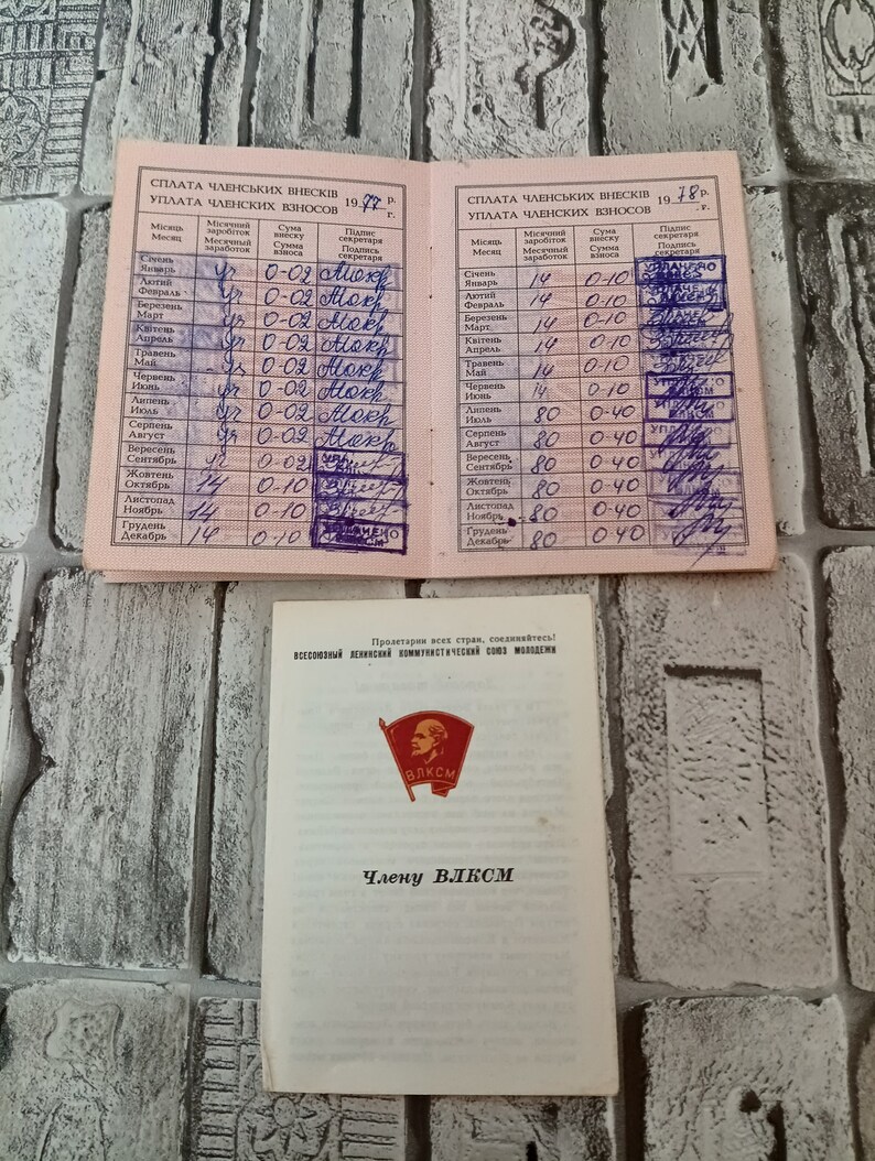 Carte Komsomol D'époque – Ticket Original URSS VLKSM – Document Historique Soviétique