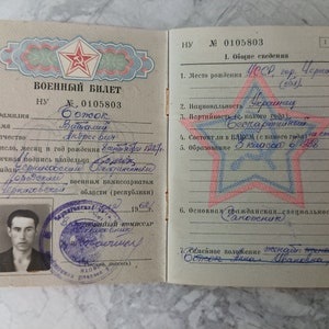 Antiga identificação militar soviética, documento da URSS, identificação militar da URSS, identificação militar soviética original 1962, documento raro, documento da União Soviética