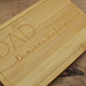customizable father&#39;s day gift, customizable breakfast board, New Baby, name, DAD ,bamboo, cutting board, personal