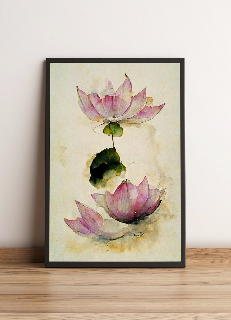 Pink Lotus Water Lily Flower / Poster, Print, Wall Art / Japanese ...