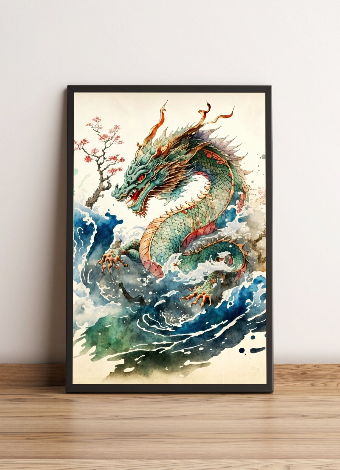 Japanese Water Dragon / Poster, Print, Wall Art / Japanese, Japandi ...