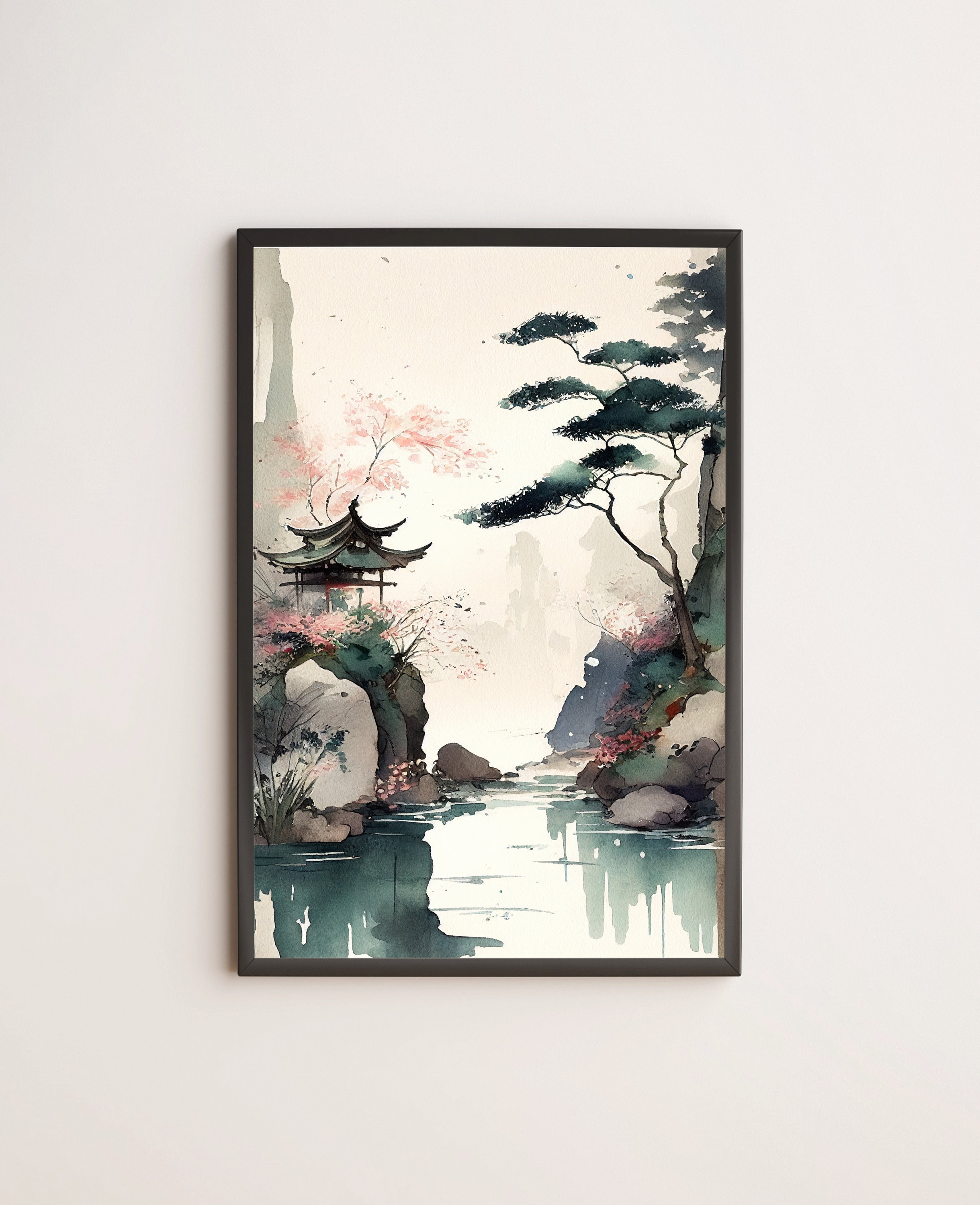 Discover Peaceful Pagoda Temple in Lake Poster, Print, Wall Art