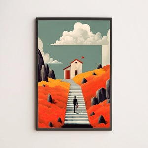 Steps to Success / Poster, Print, Wandkunst / Surreal, Abstrakt, Malerei, Aquarell, modern, Trendy, Vintage, Retro, minimalistisch, geometrisch