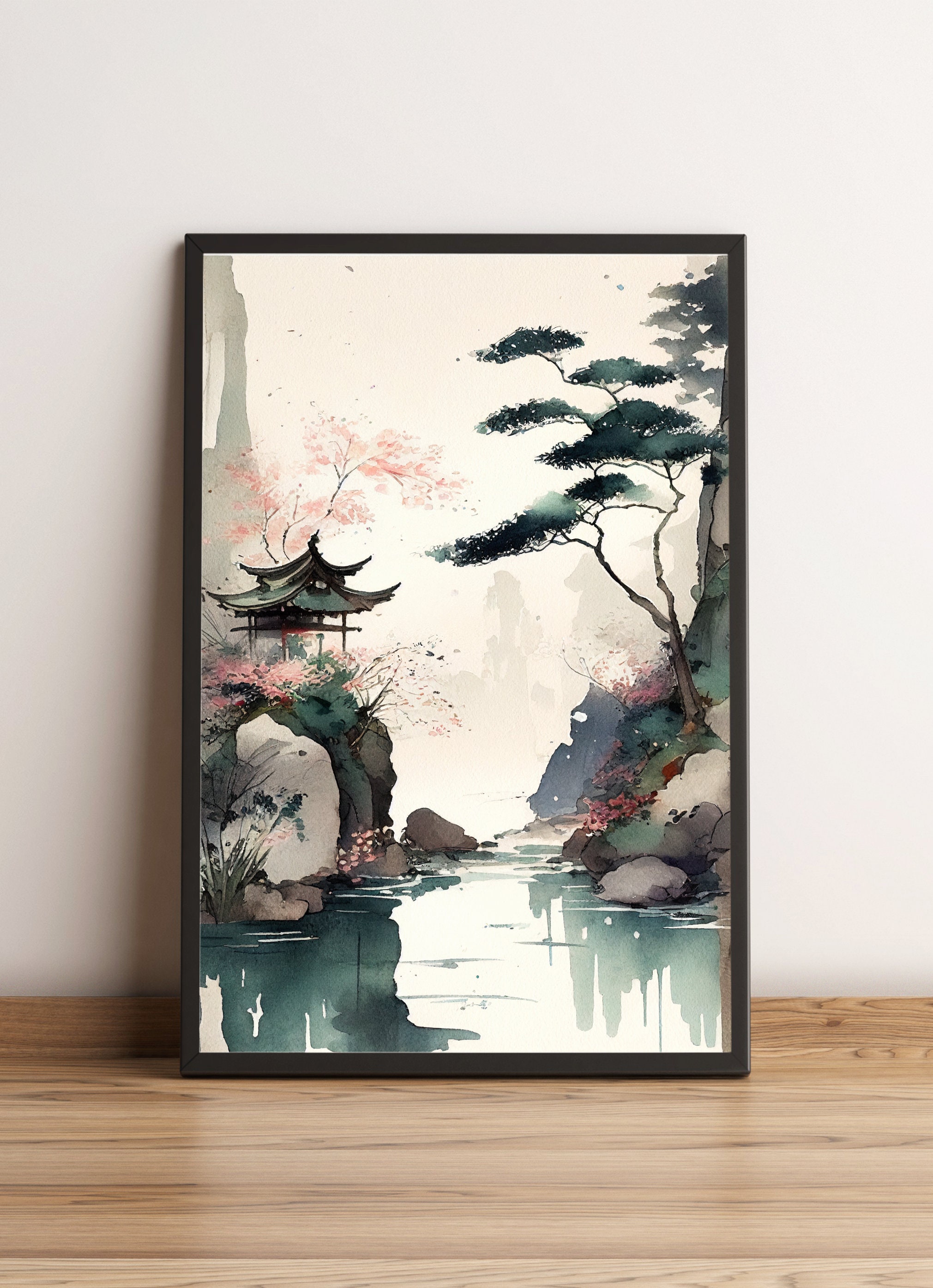 Discover Peaceful Pagoda Temple in Lake Poster, Print, Wall Art