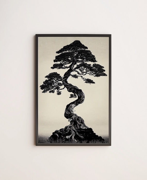 絵画 bonsai Bonsai Tree in Black Ink / Poster, Print, Wall Art / Japanese